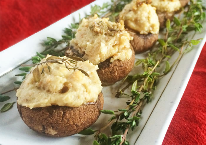 Vegan Cheese Stuffed Mushrooms