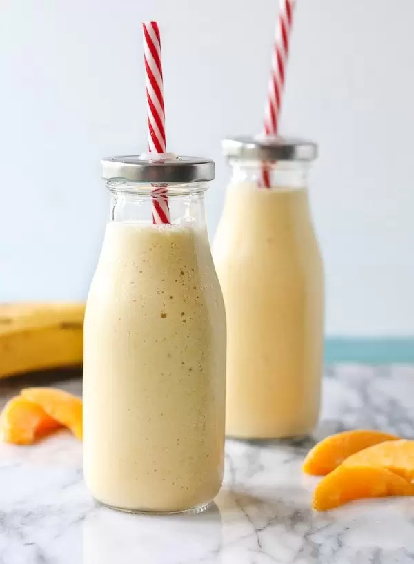 Peach Banana Honey Cottage Cheese High Protein Smoothie